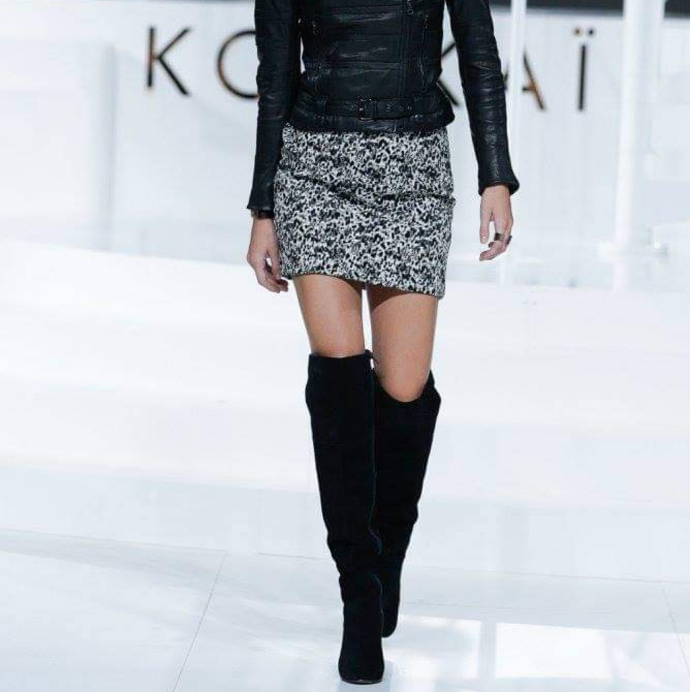 KOOKAI Wynona Textured Animal Print Black White High Waisted Mini Skirt - Picture 4 of 15